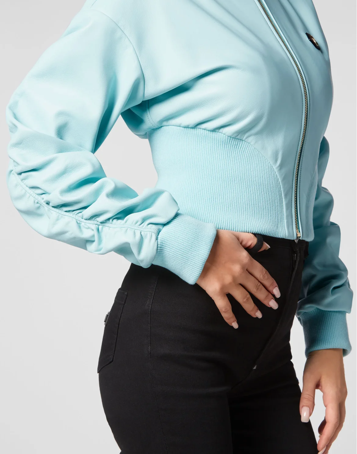 Leather Bomber, цвет: Голубой