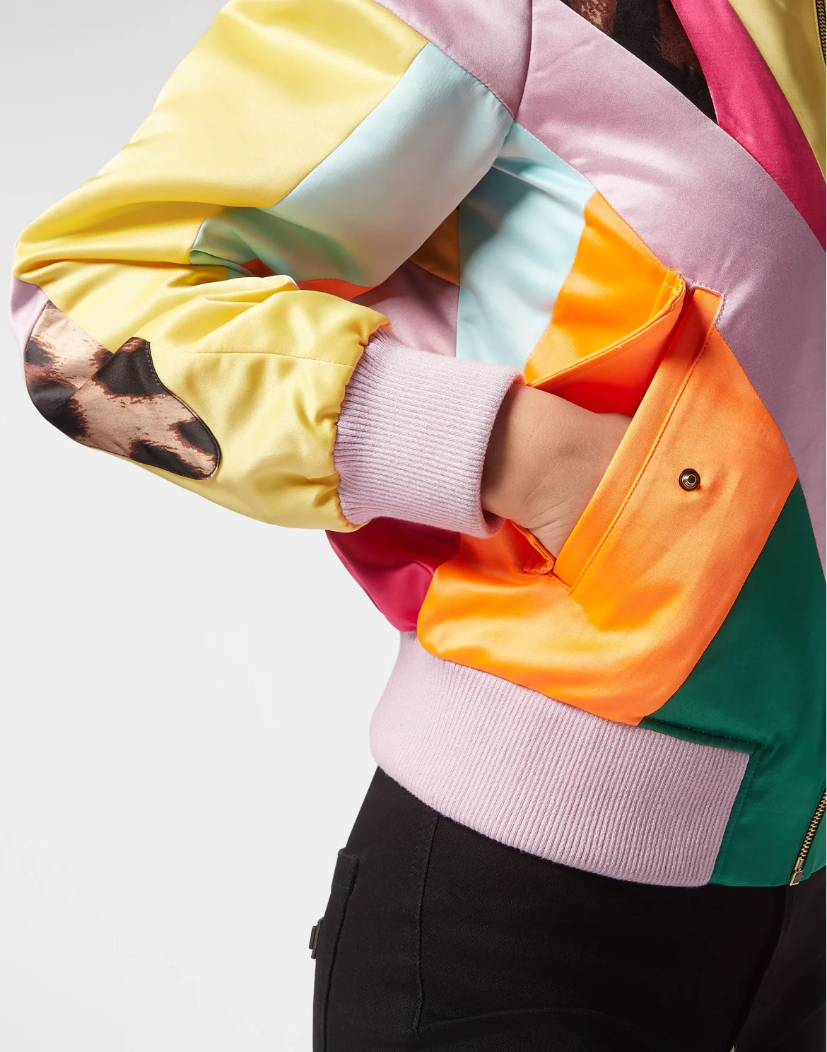 Satin Bomber Rainbow Patchwork, цвет: Мультиколор