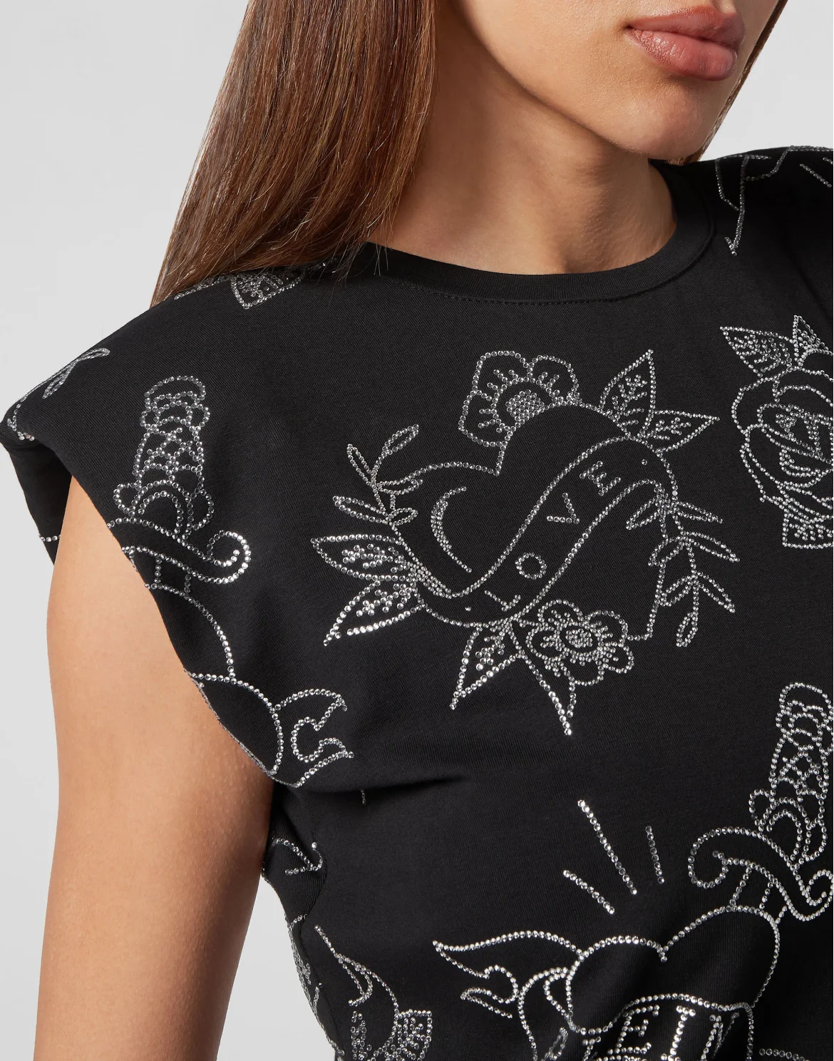 Shoulder Pad Mini Dress Love, цвет: Черный