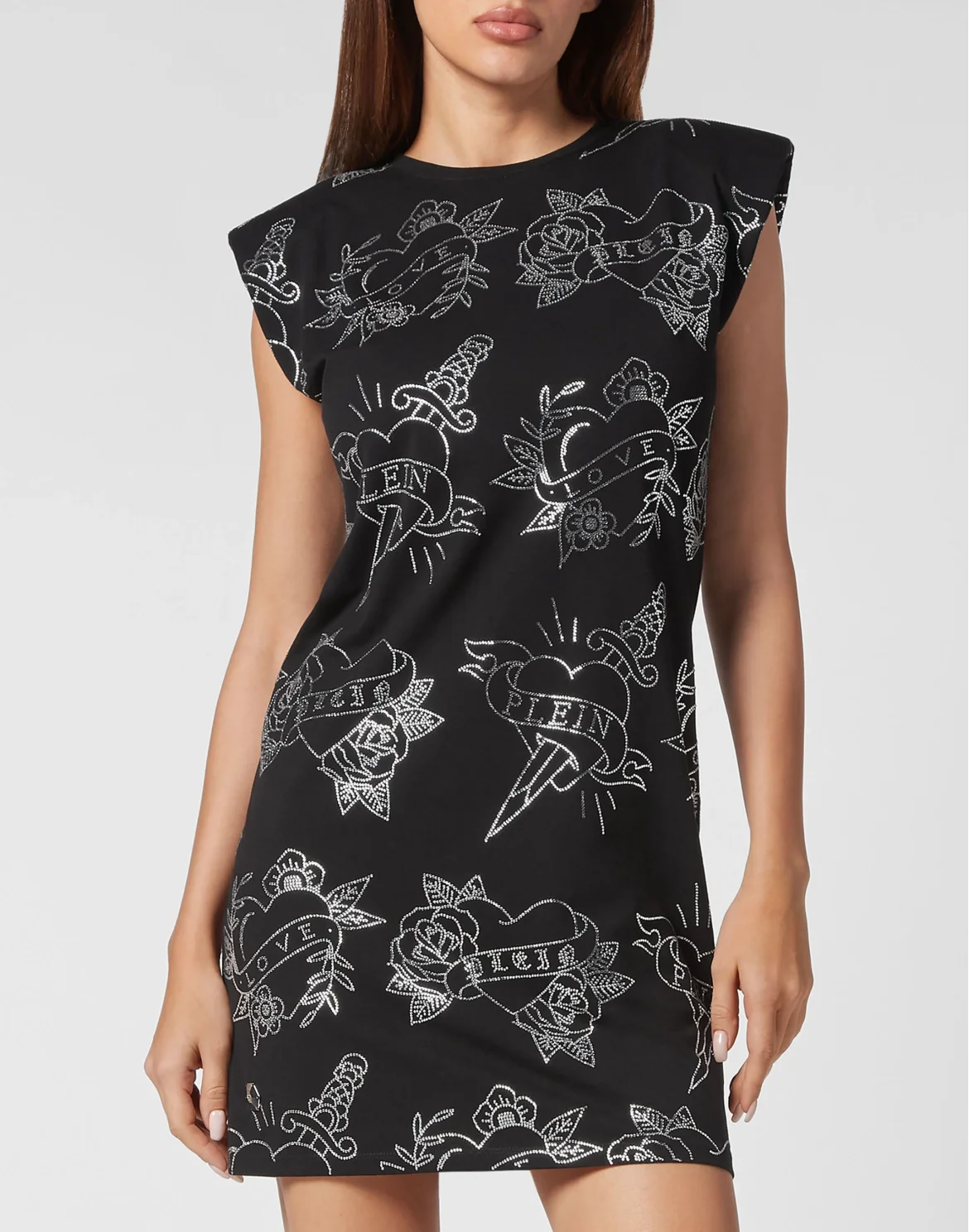 Shoulder Pad Mini Dress Love, цвет: Черный