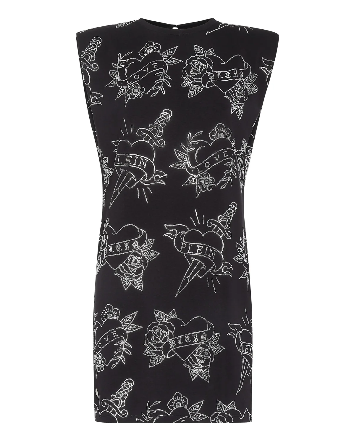 Shoulder Pad Mini Dress Love, цвет: Черный