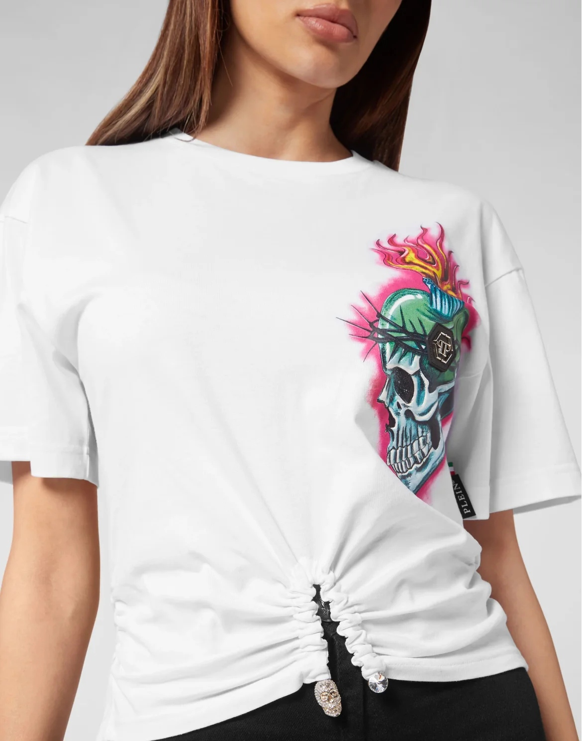 Cropped T-shirt Round Neck Love Tattoo, цвет: Белый
