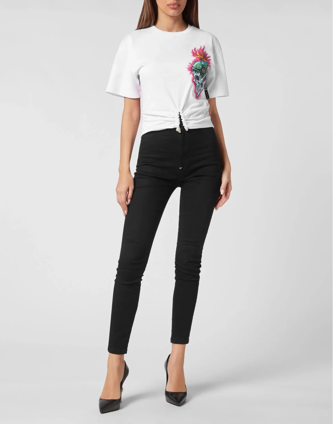 Cropped T-shirt Round Neck Love Tattoo, цвет: Белый