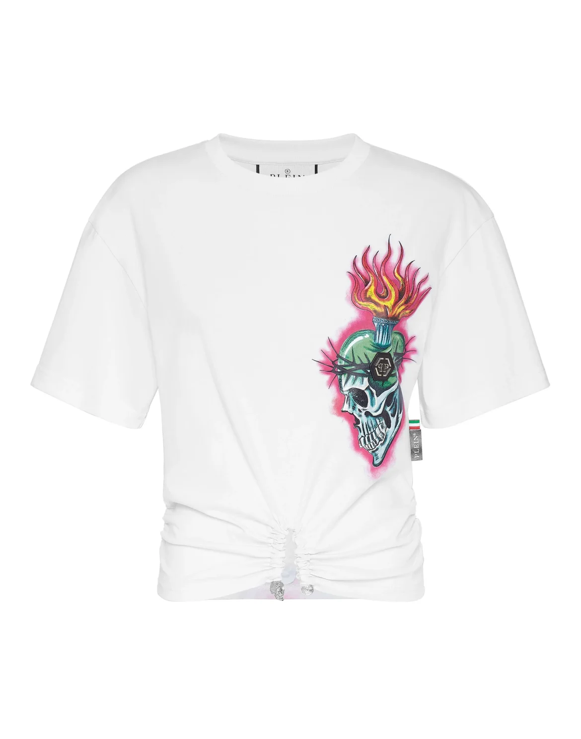 Cropped T-shirt Round Neck Love Tattoo, цвет: Белый