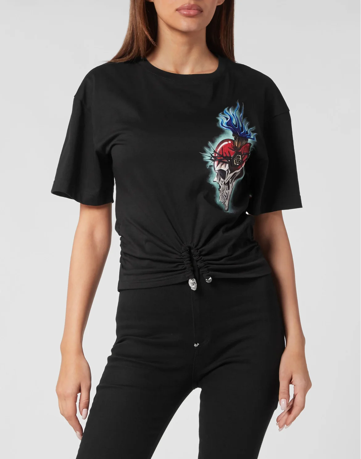 Cropped T-shirt Round Neck Love Tattoo, цвет: Черный