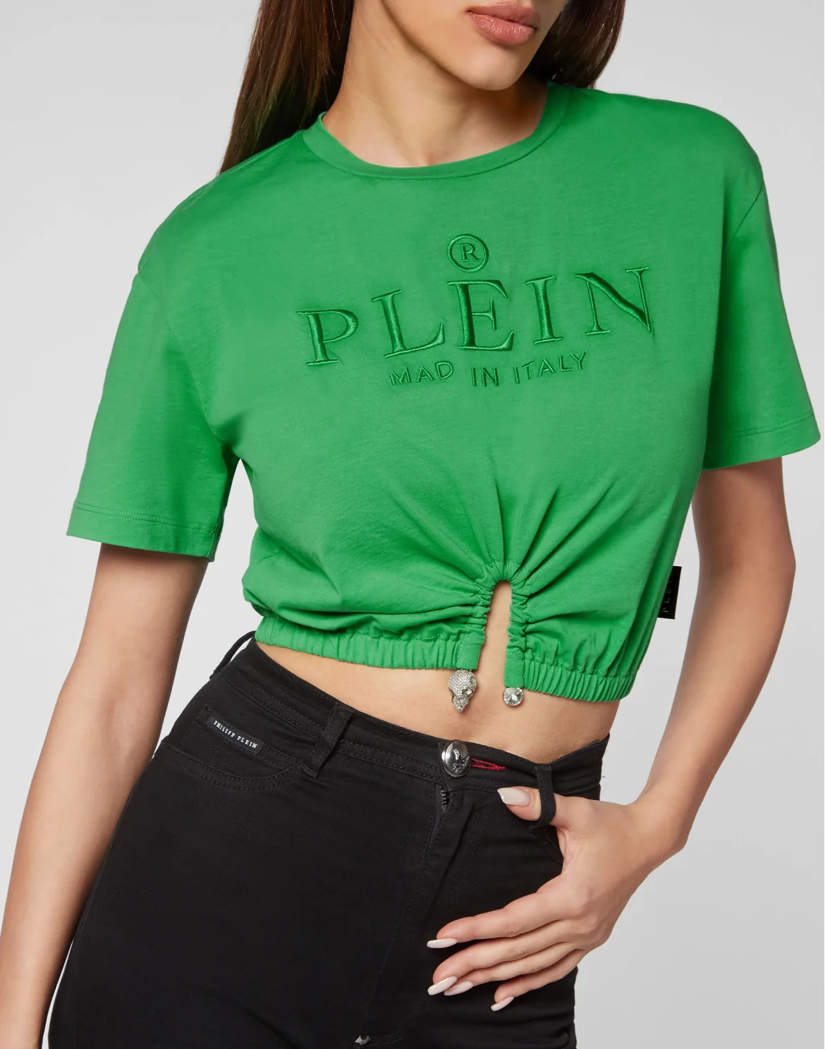 Cropped T-shirt Iconic Plein, цвет: Зеленый