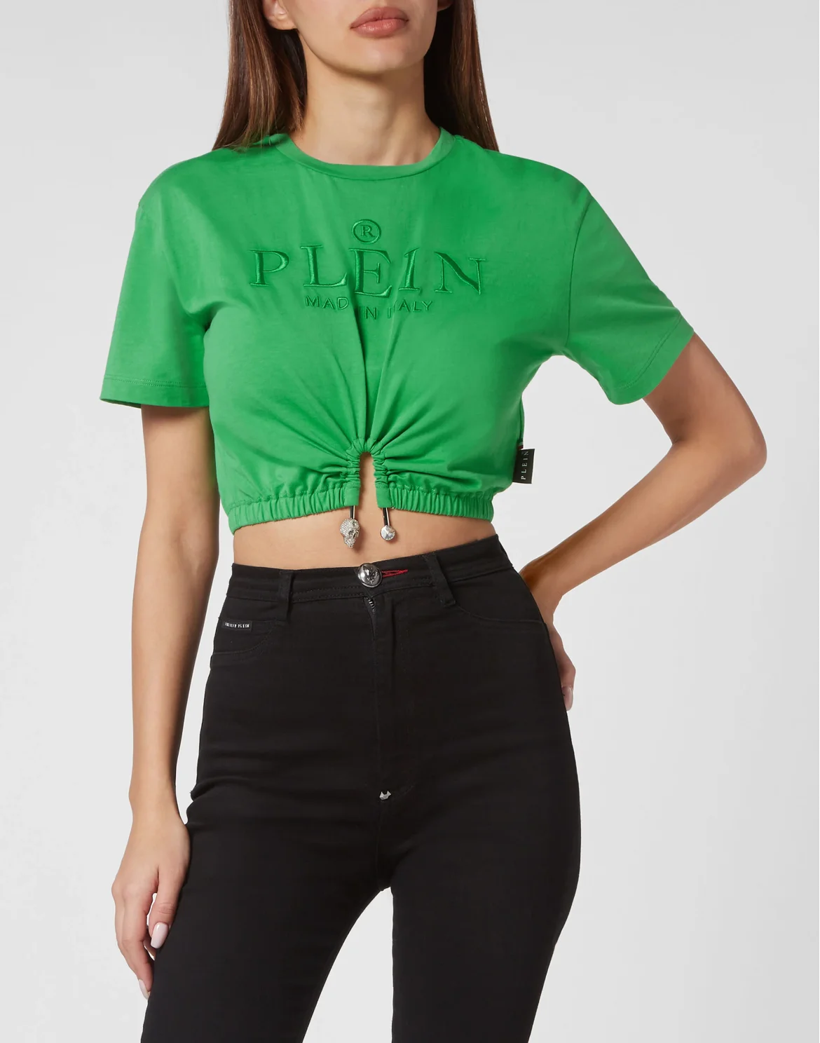 Cropped T-shirt Iconic Plein, цвет: Зеленый