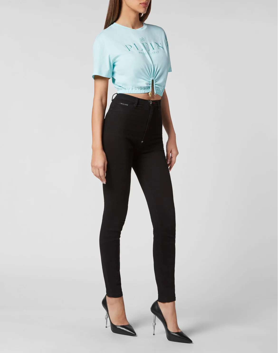 Cropped T-shirt Iconic Plein, цвет: Голубой