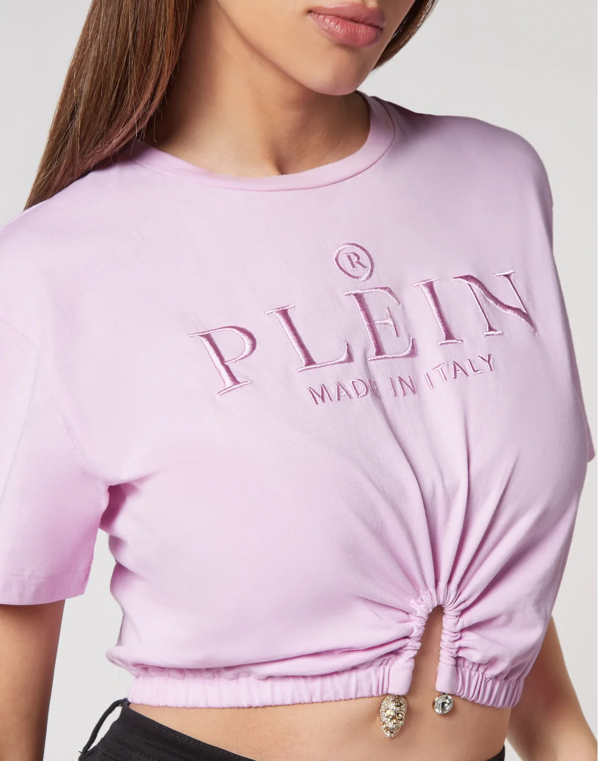 Cropped T-shirt Iconic Plein, цвет: Розовый