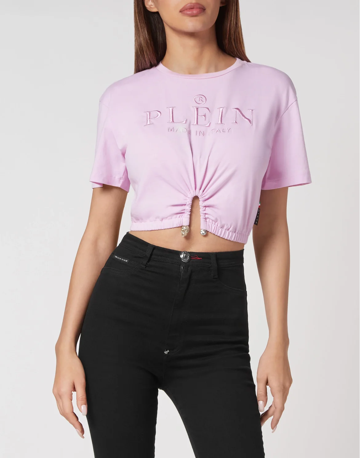 Cropped T-shirt Iconic Plein, цвет: Розовый