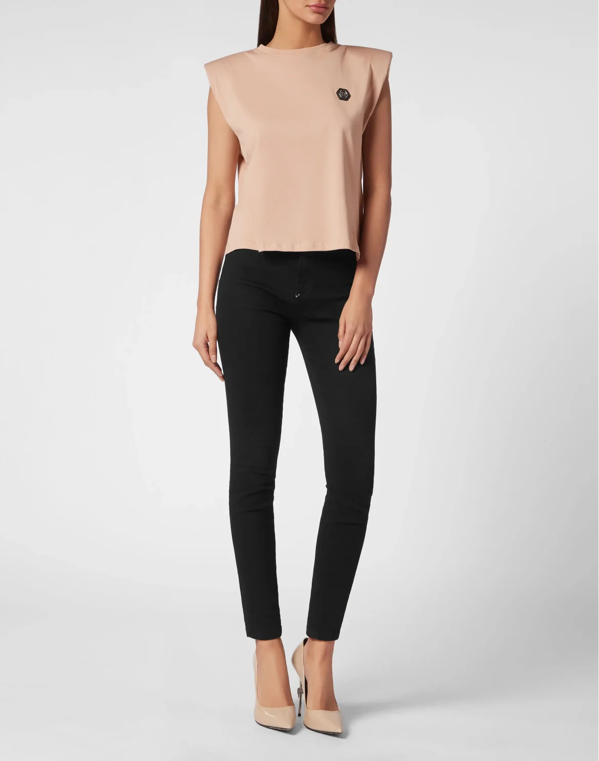 Shoulder Pads Tank Top Basic, цвет: Бежевый