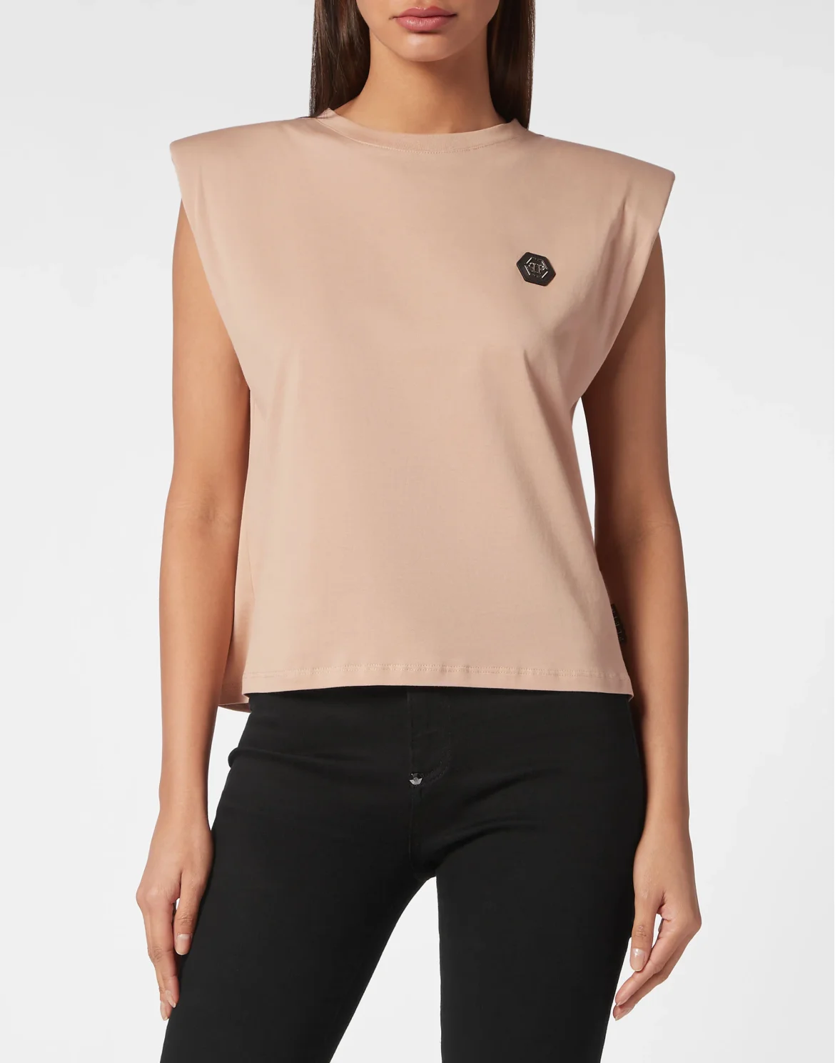 Shoulder Pads Tank Top Basic, цвет: Бежевый