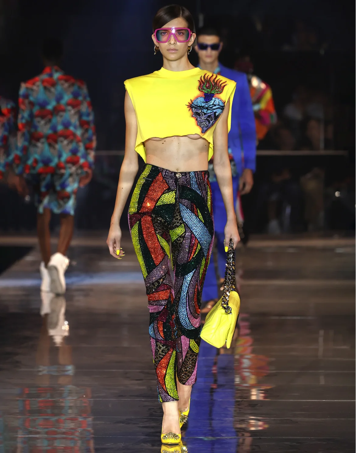 Shoulder Pads Cropped Top Love Tattoo, цвет: Желтый