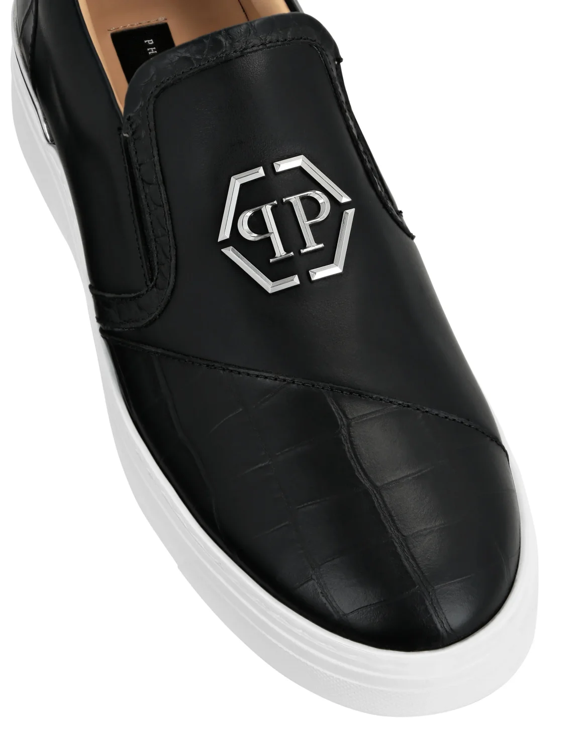 Leather Slip On Hexagon, цвет: Черный