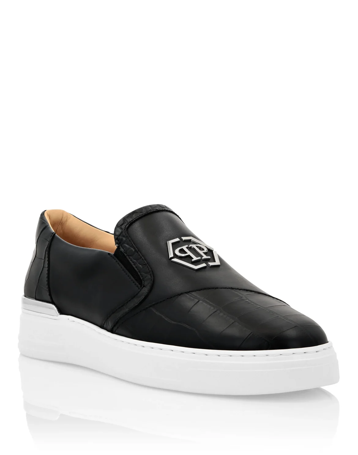 Leather Slip On Hexagon, цвет: Черный