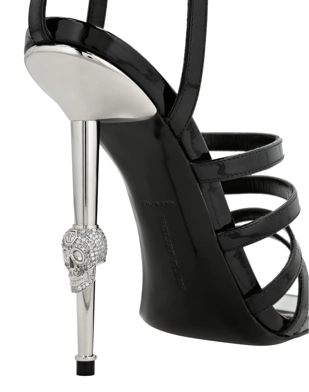 Skull Heel  Sandals, цвет: Черный