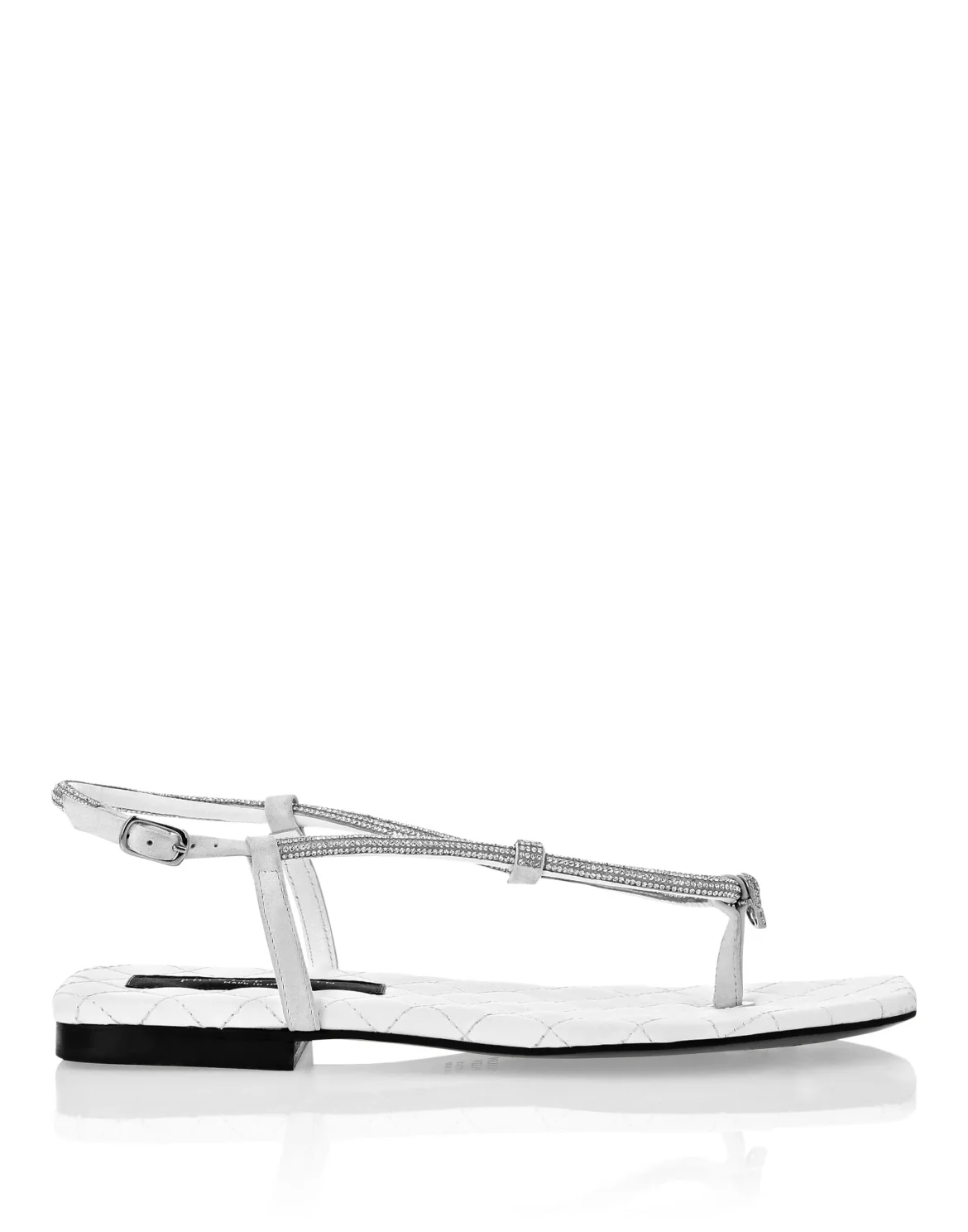 Matelasse Flat Sandals Crystal Skull, цвет: Белый