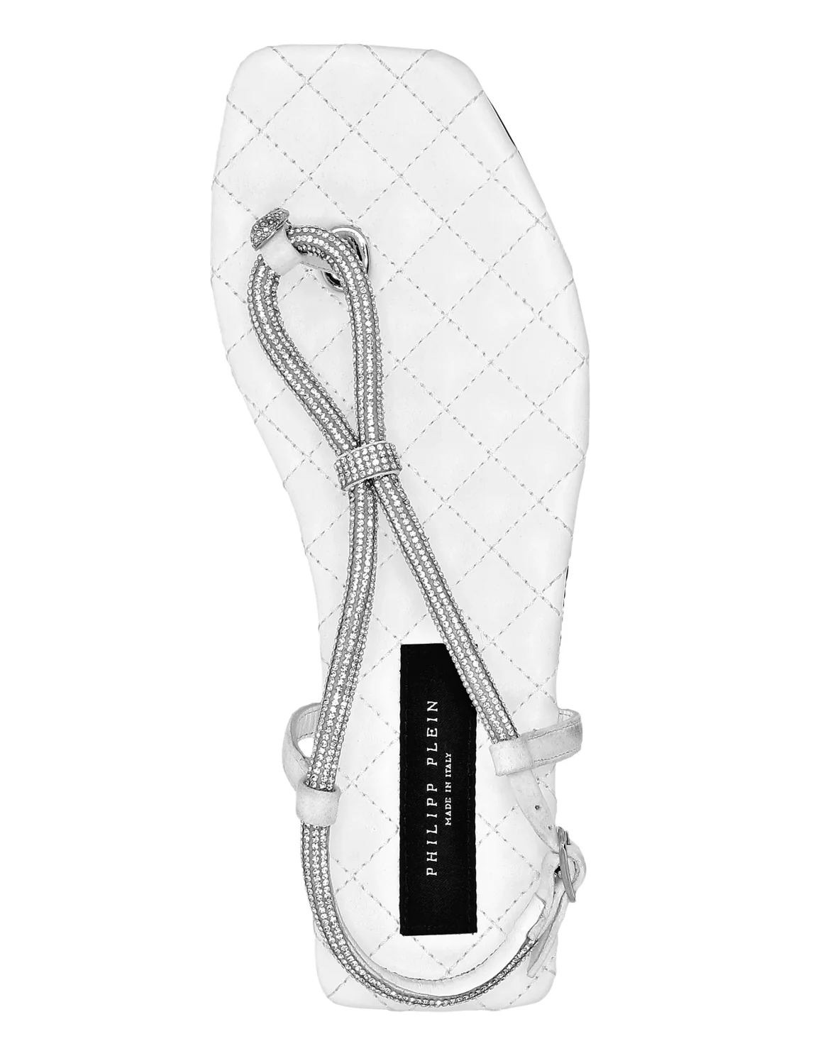 Matelasse Flat Sandals Crystal Skull, цвет: Белый
