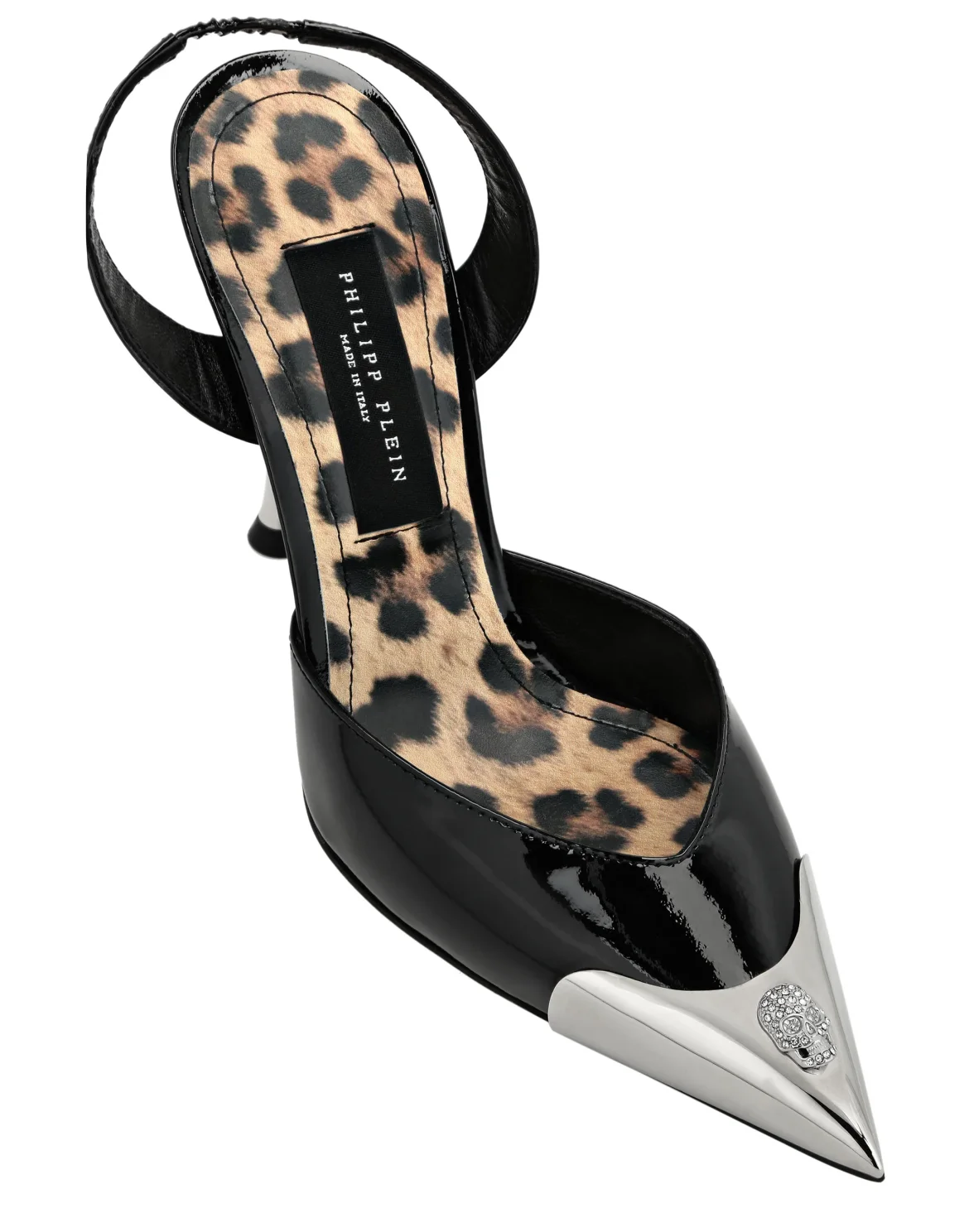 Cystal Skull Patent Leather Slingback, цвет: Черный