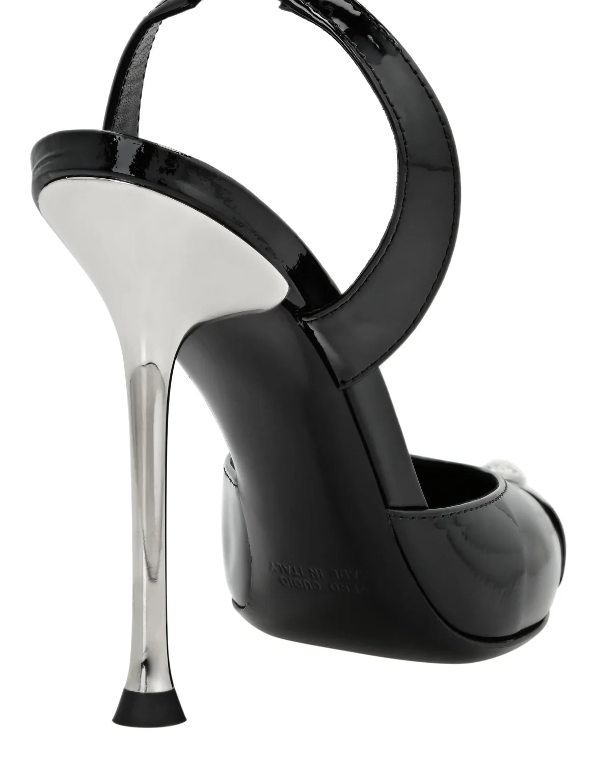Cystal Skull Patent Leather Slingback, цвет: Черный