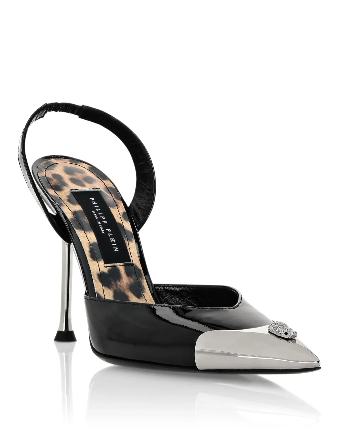 Cystal Skull Patent Leather Slingback, цвет: Черный