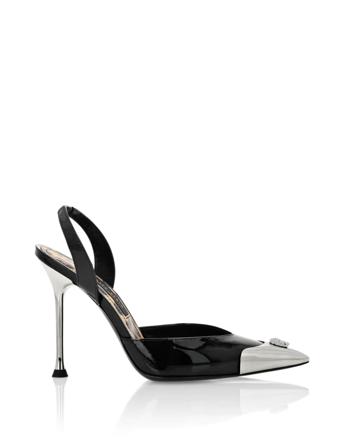 Cystal Skull Patent Leather Slingback, цвет: Черный