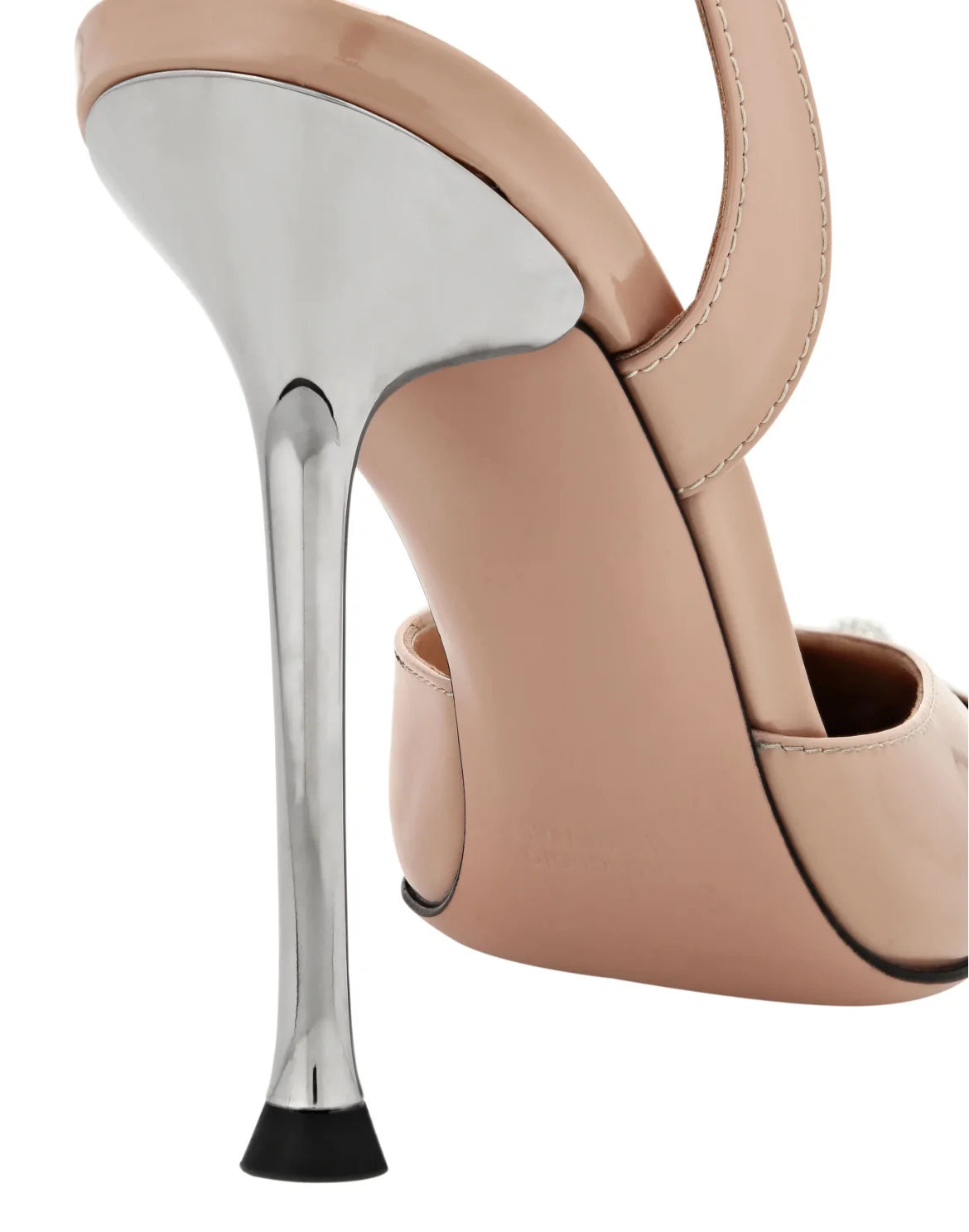 Cystal Skull Patent Leather Slingback, цвет: Бежевый