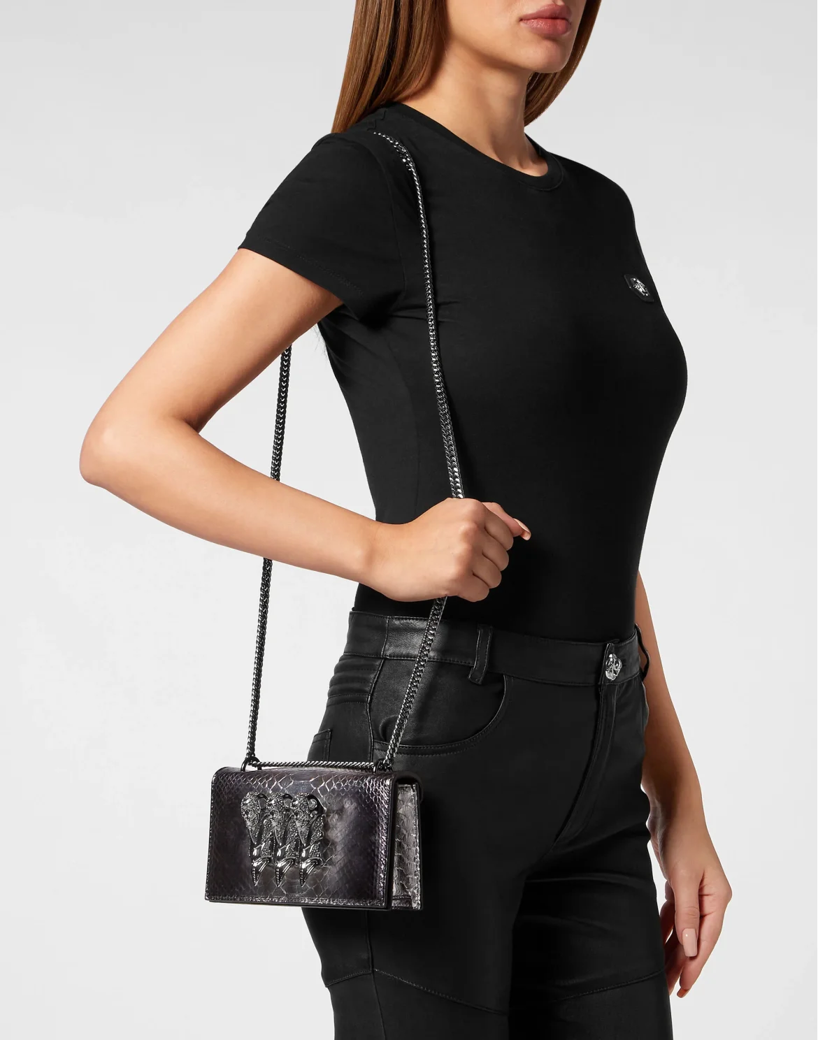 Small Python Shoulder Bag, цвет: Черный
