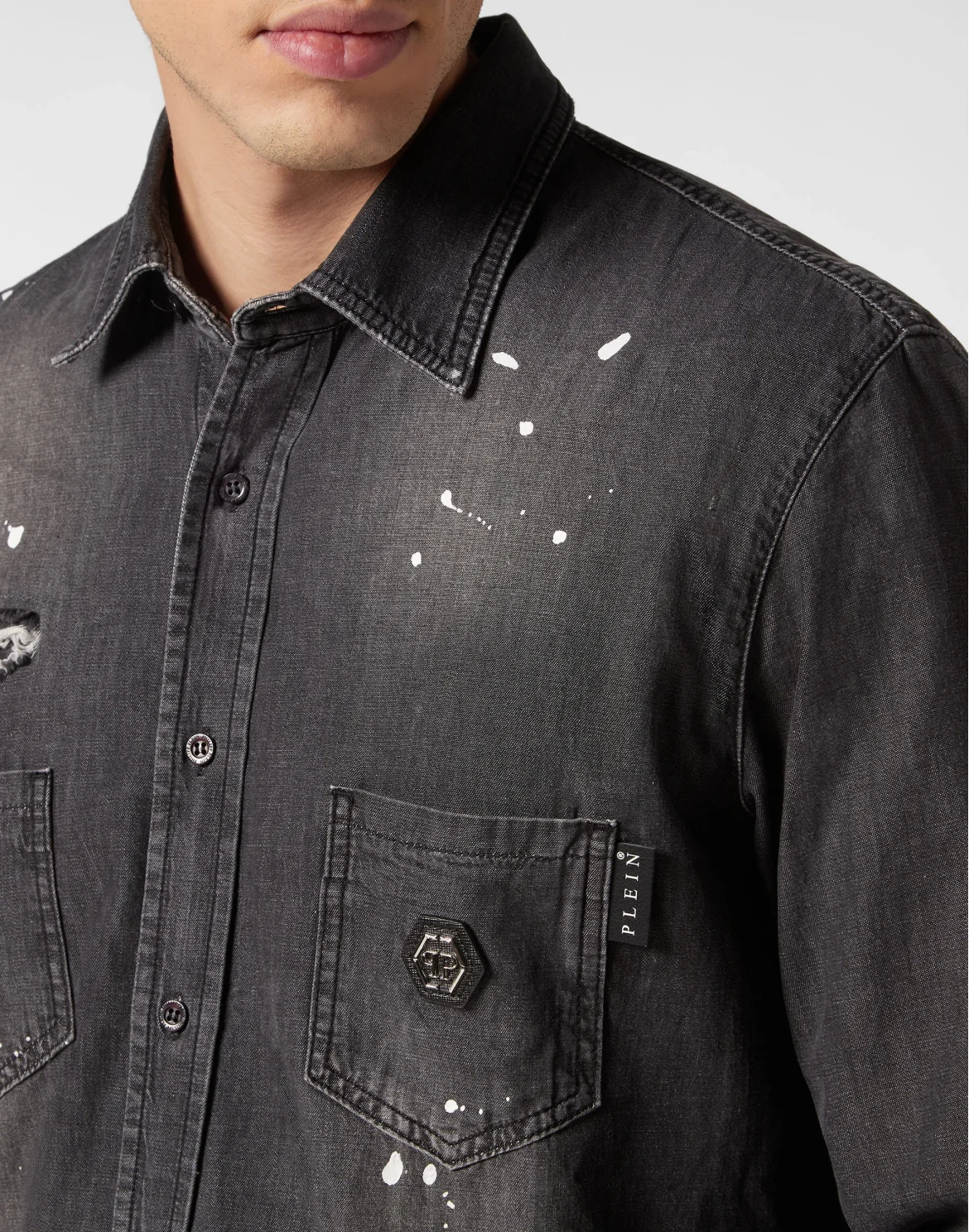 Denim Shirt Crystal Skull, цвет: Черный