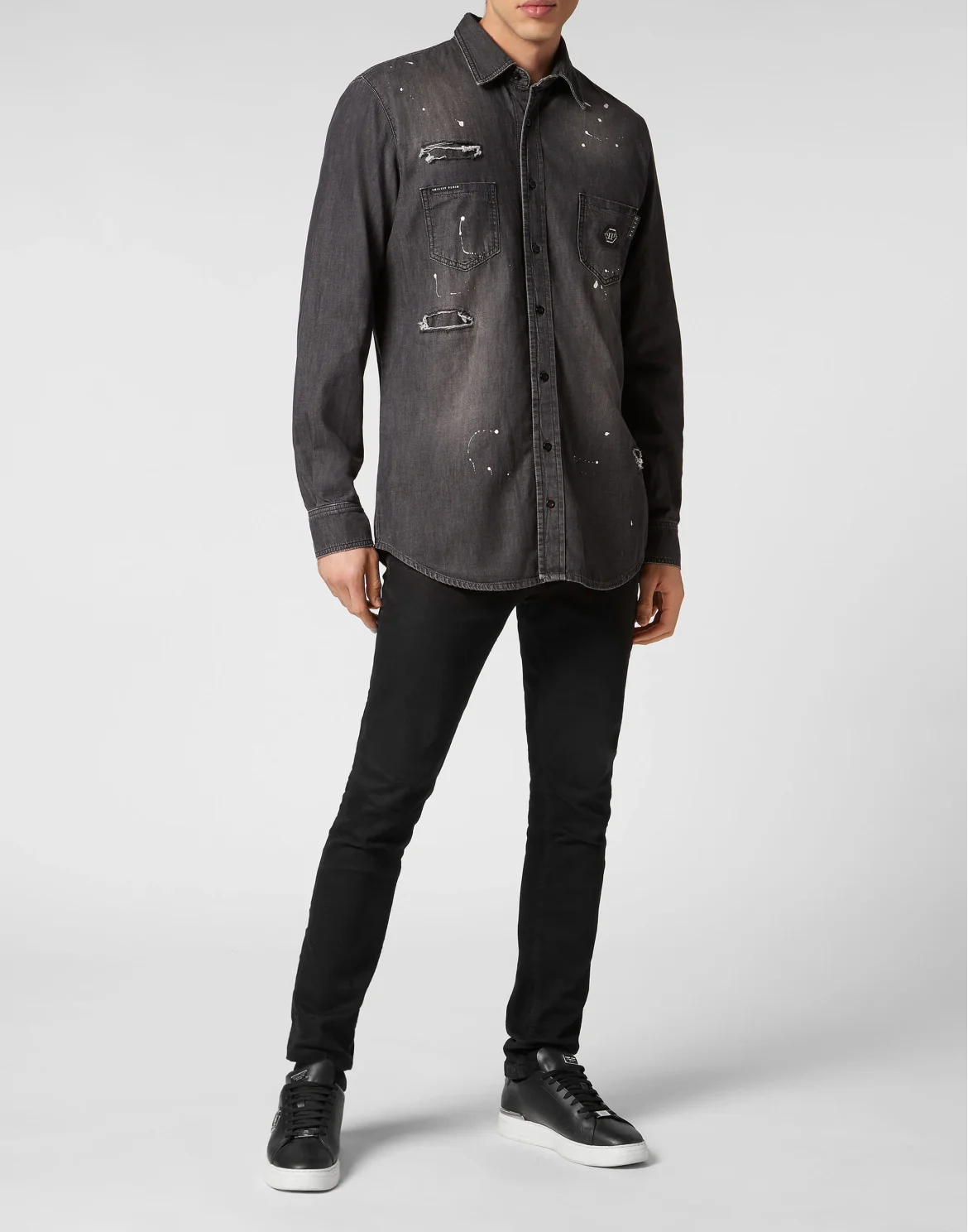 Denim Shirt Crystal Skull, цвет: Черный