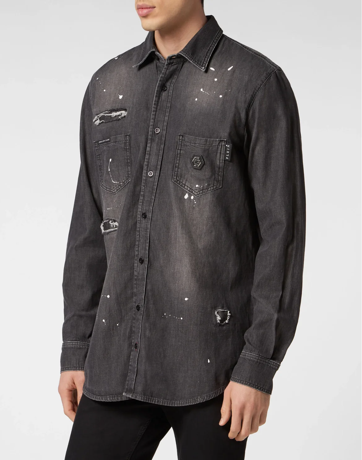 Denim Shirt Crystal Skull, цвет: Черный