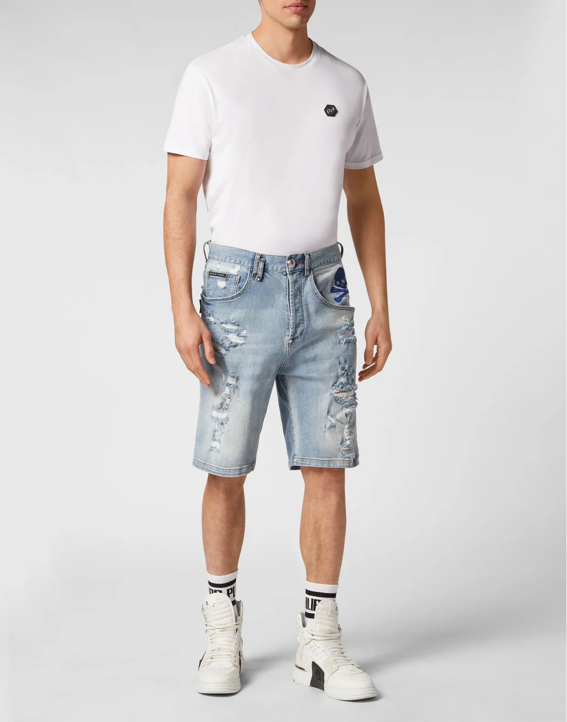Denim Shorts Formentera Fit Skull&Bones, цвет: Синий