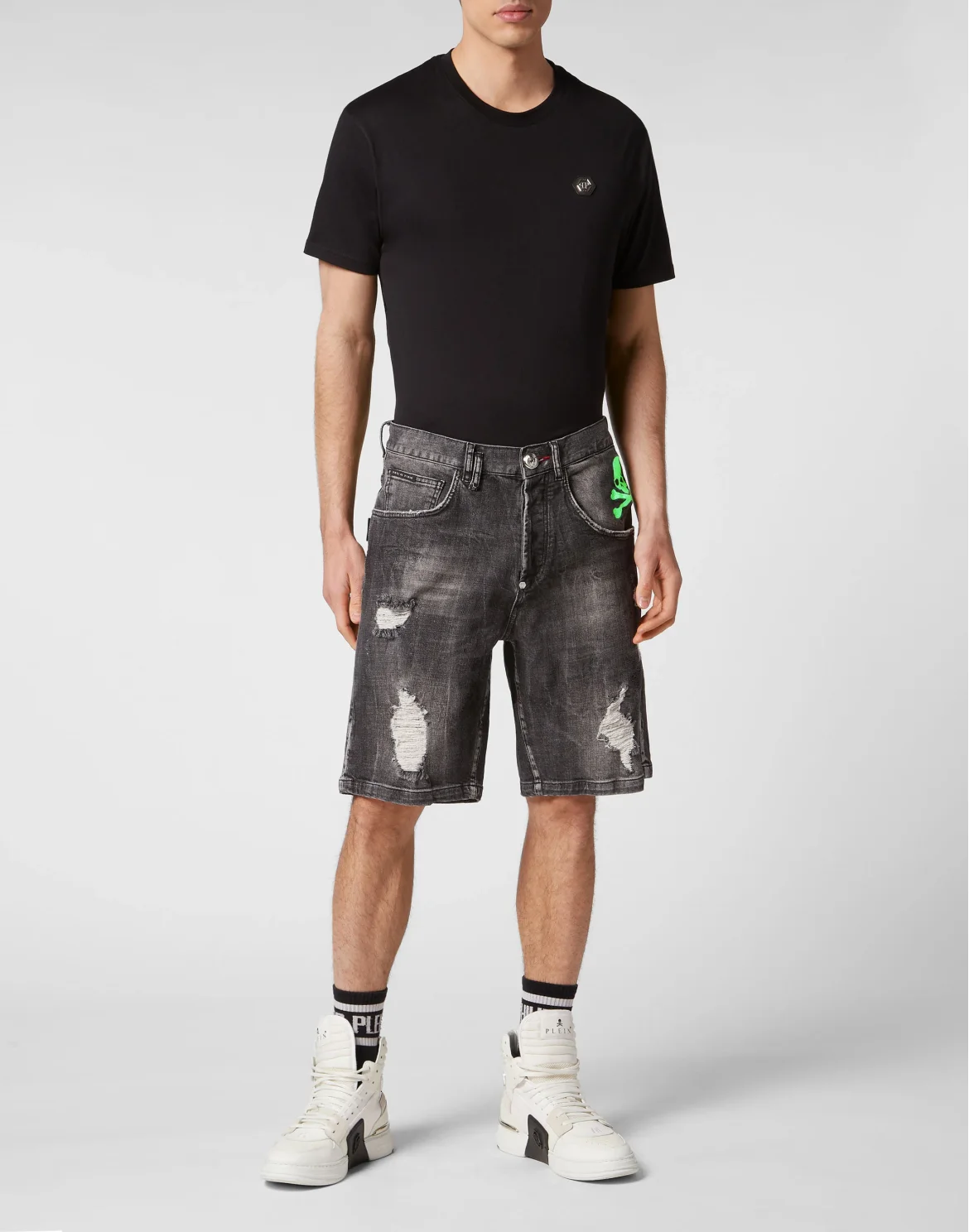 Denim Shorts Formentera Fit Skull&Bones, цвет: Черный