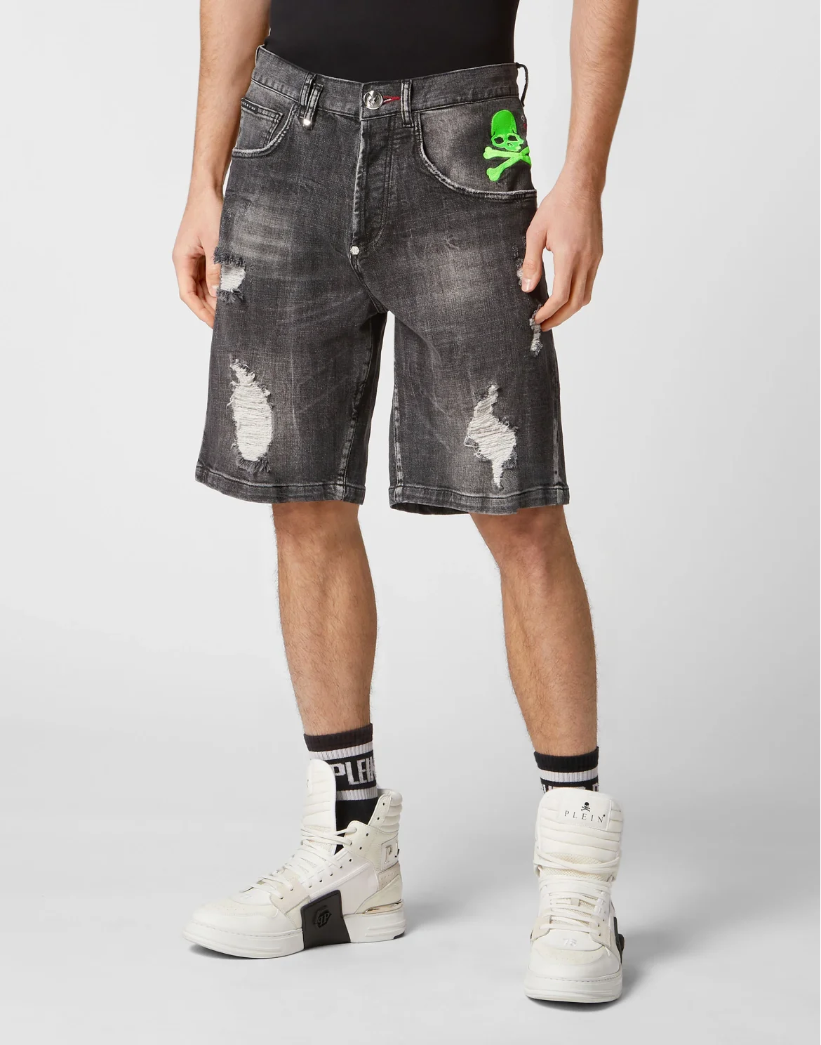 Denim Shorts Formentera Fit Skull&Bones, цвет: Черный