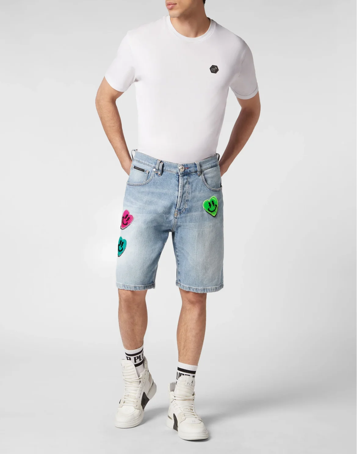 Denim Shorts Formentera Fit Smile Graffiti, цвет: Синий