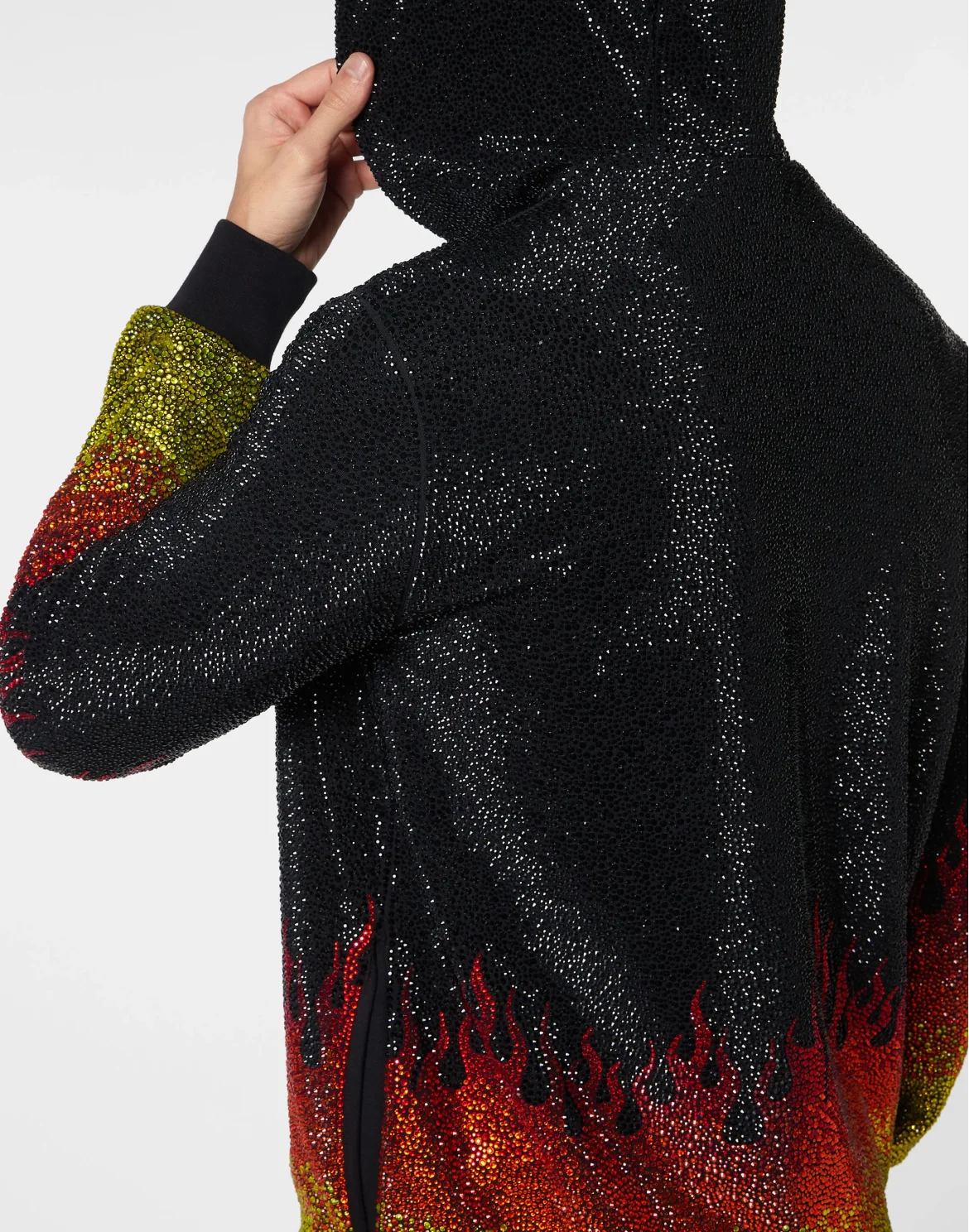 Jogging Tracksuit: Hoodie/Trousers with Crystals Flame, цвет: Черный