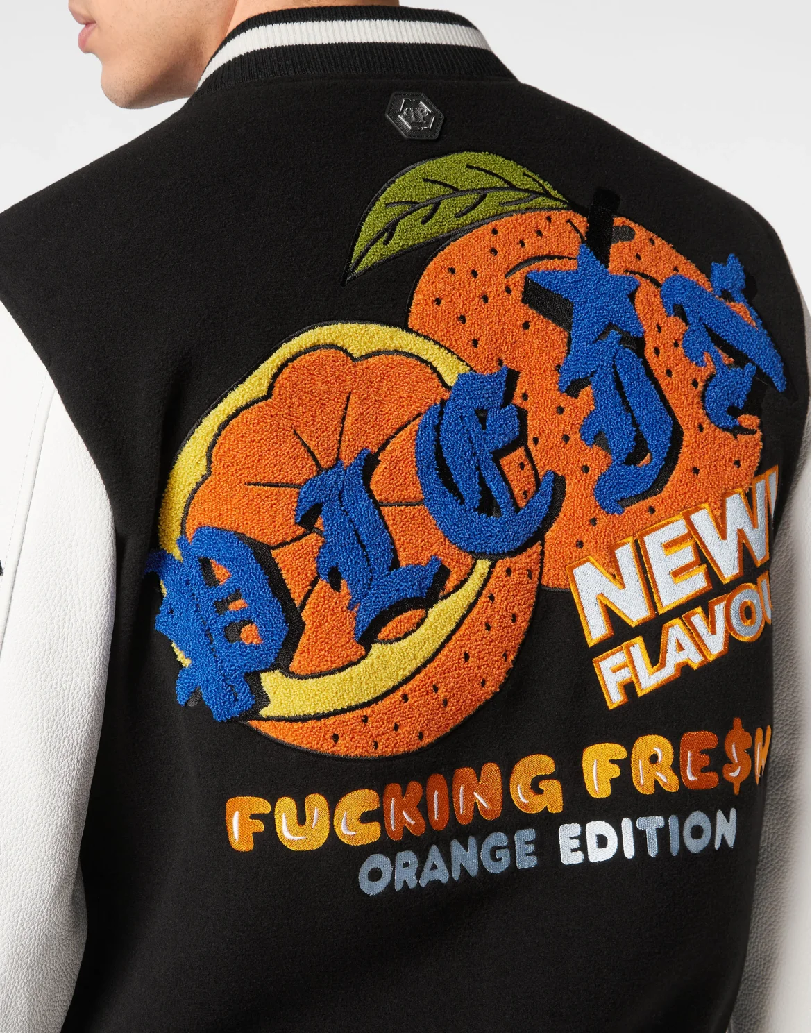College Bomber with Woolen cloth base Tutti Frutti, цвет: Черный