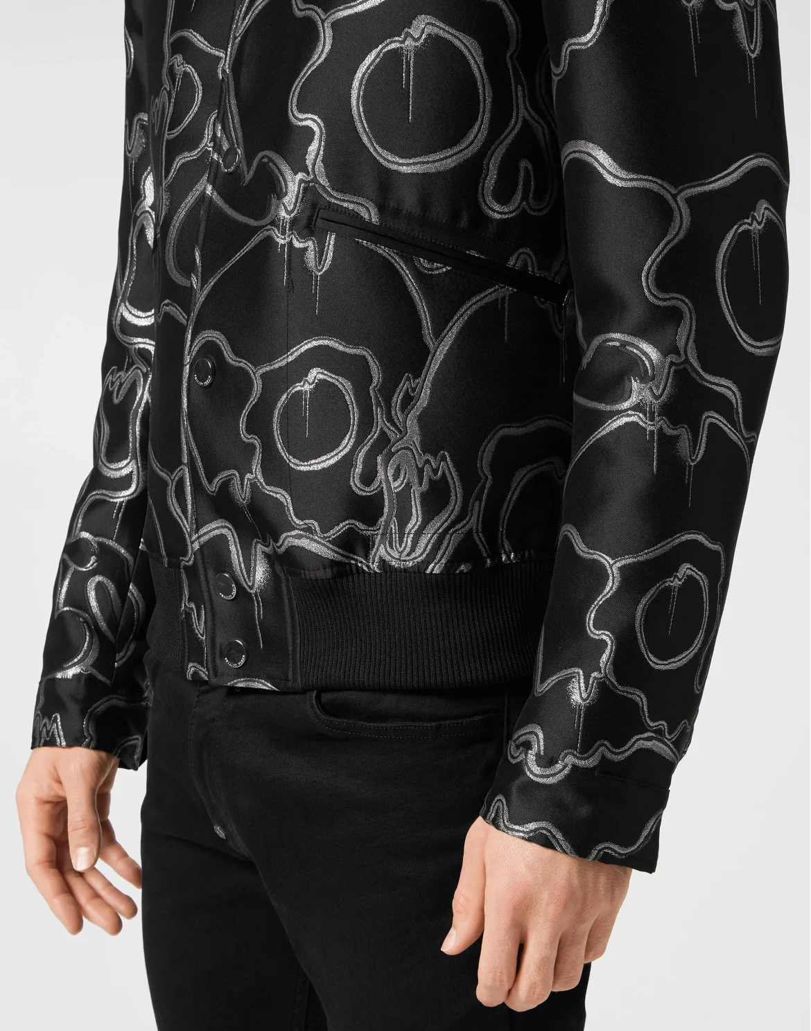 Jacquard Lurex Collared Bomber, цвет: Черный