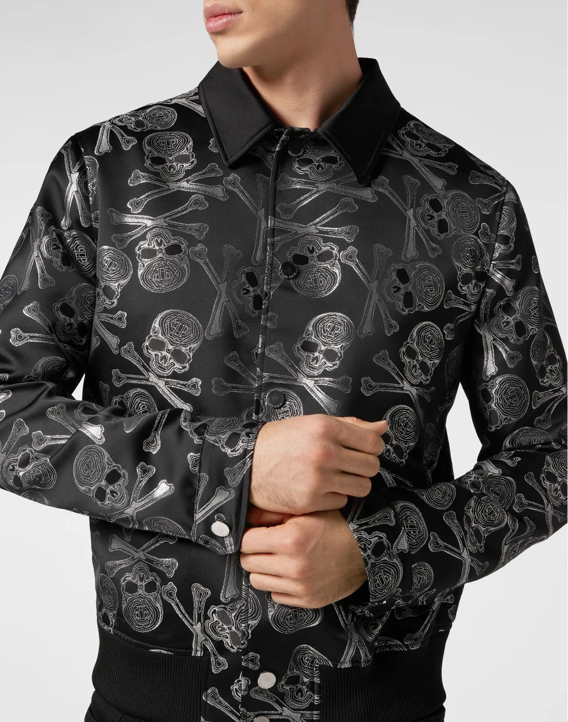 Jacquard Collared Bomber, цвет: Черный