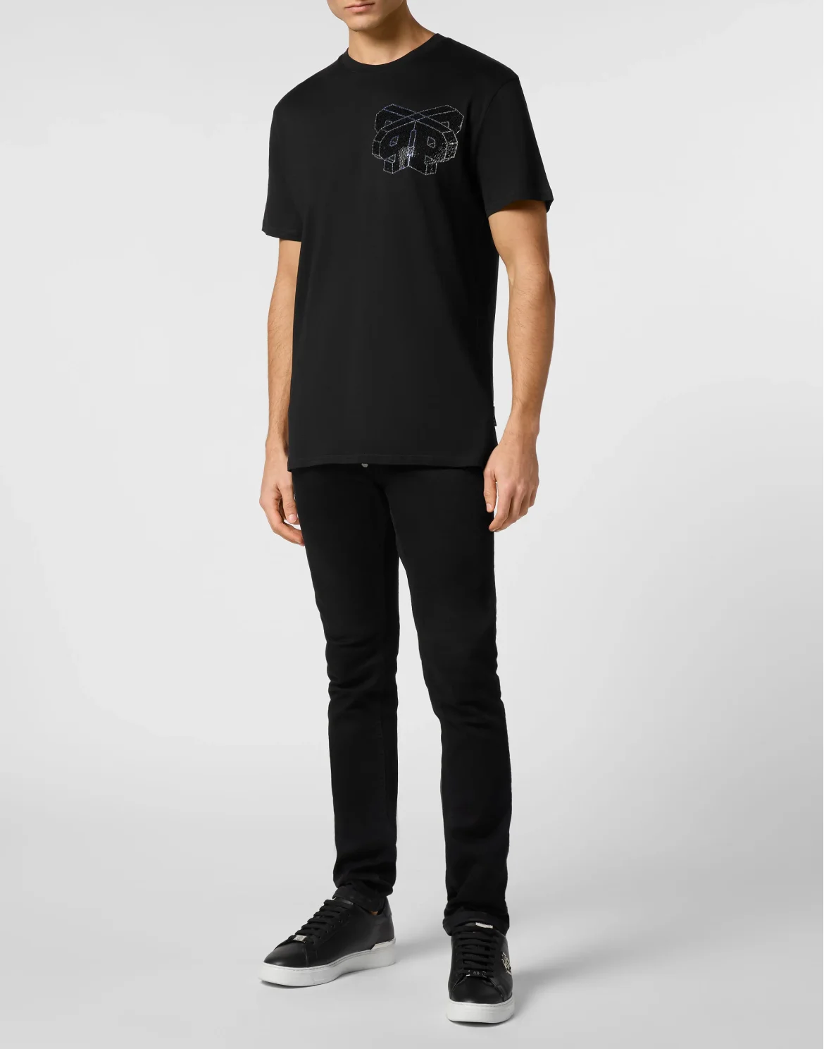 T-shirt Round Neck SS with crystals Wire Frame, цвет: Черный