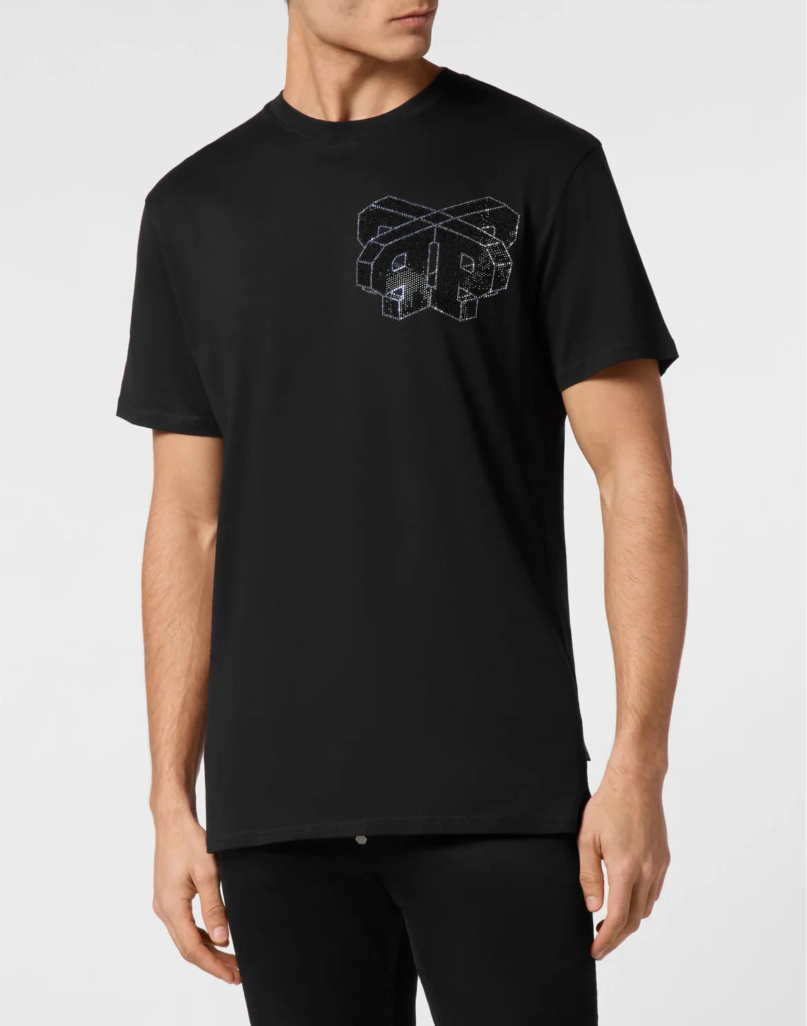 T-shirt Round Neck SS with crystals Wire Frame, цвет: Черный