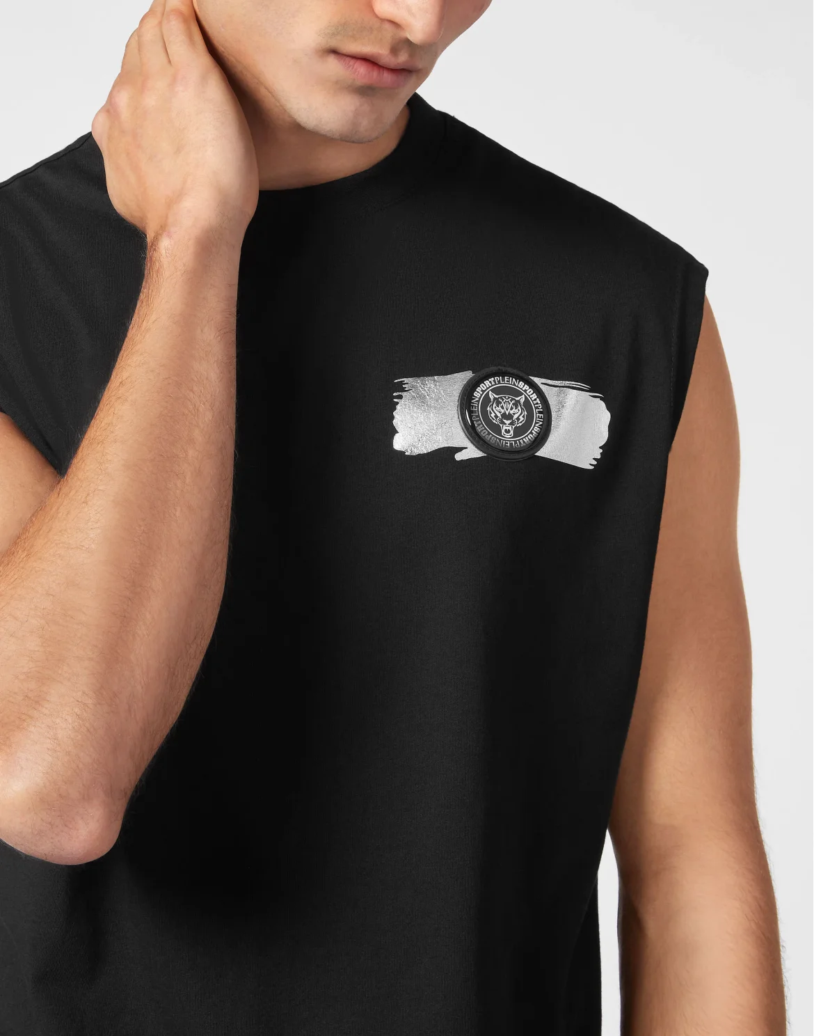 Sleeveless T-shirt Round Neck, цвет: Черный