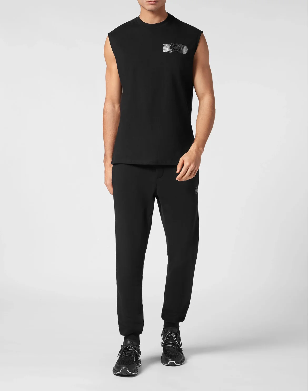 Sleeveless T-shirt Round Neck, цвет: Черный