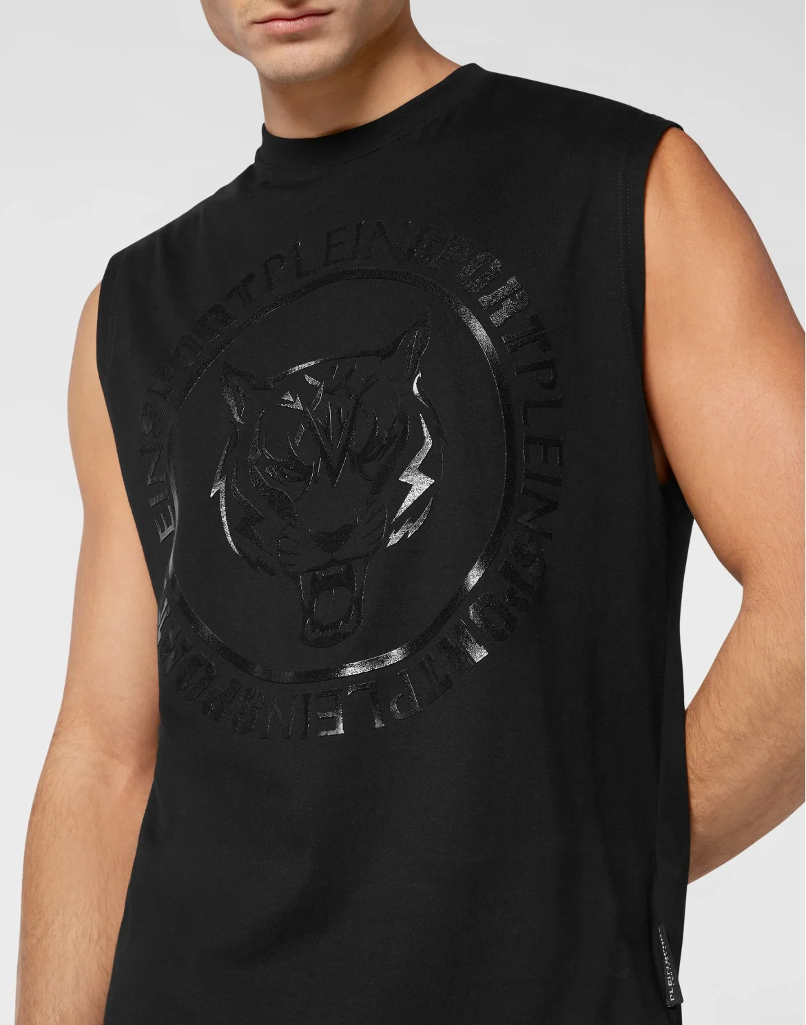 Sleeveless T-shirt Round Neck Carbon Tiger, цвет: Черный