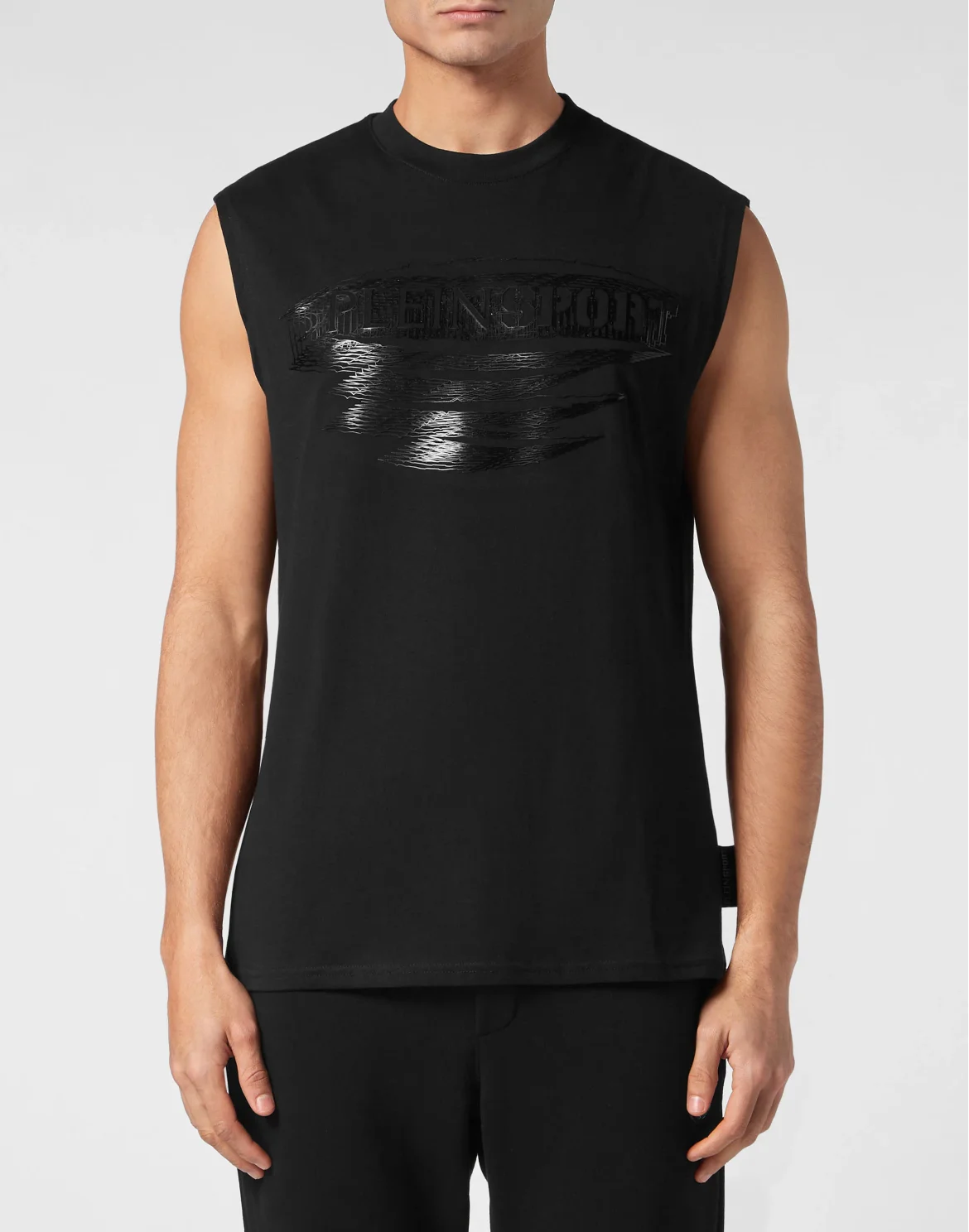 Sleeveless T-shirt Round Neck, цвет: Черный