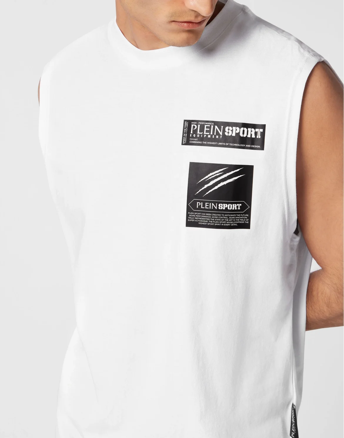Sleeveless T-shirt Round Neck Scratch, цвет: Белый