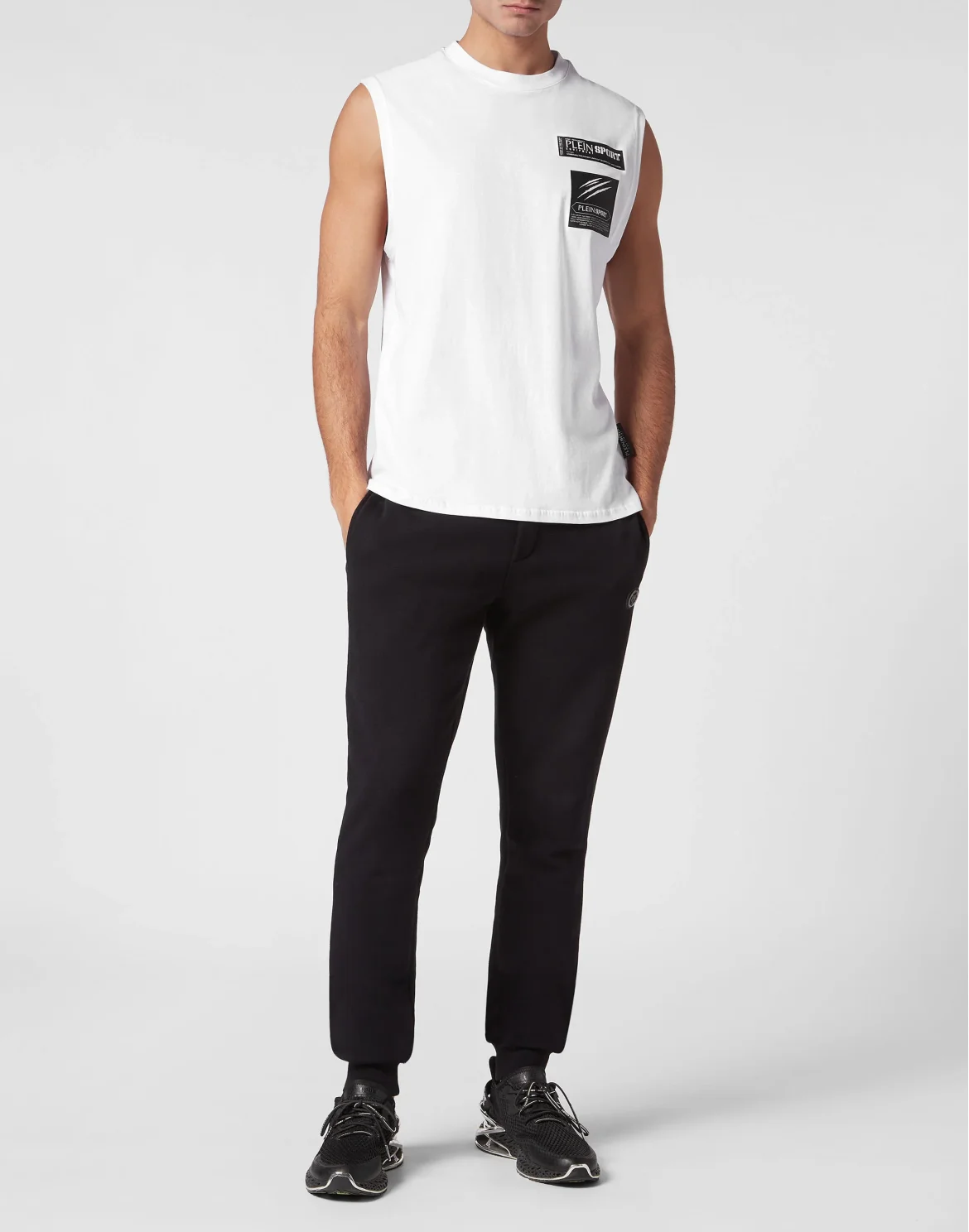 Sleeveless T-shirt Round Neck Scratch, цвет: Белый
