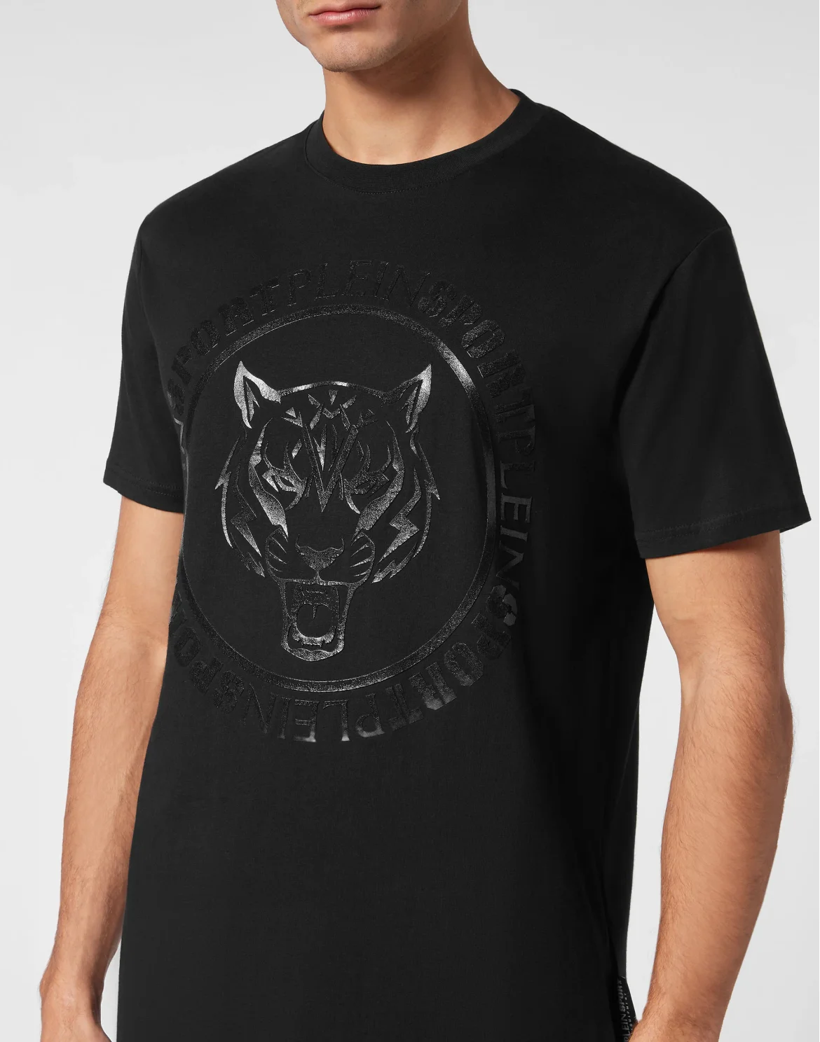 T-shirt Round Neck Carbon Tiger, цвет: Черный