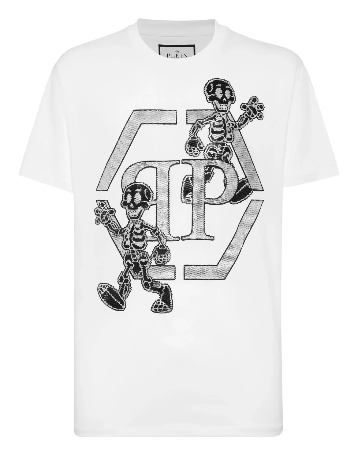 T-shirt Round Neck SS with stones Skeleton, цвет: Белый