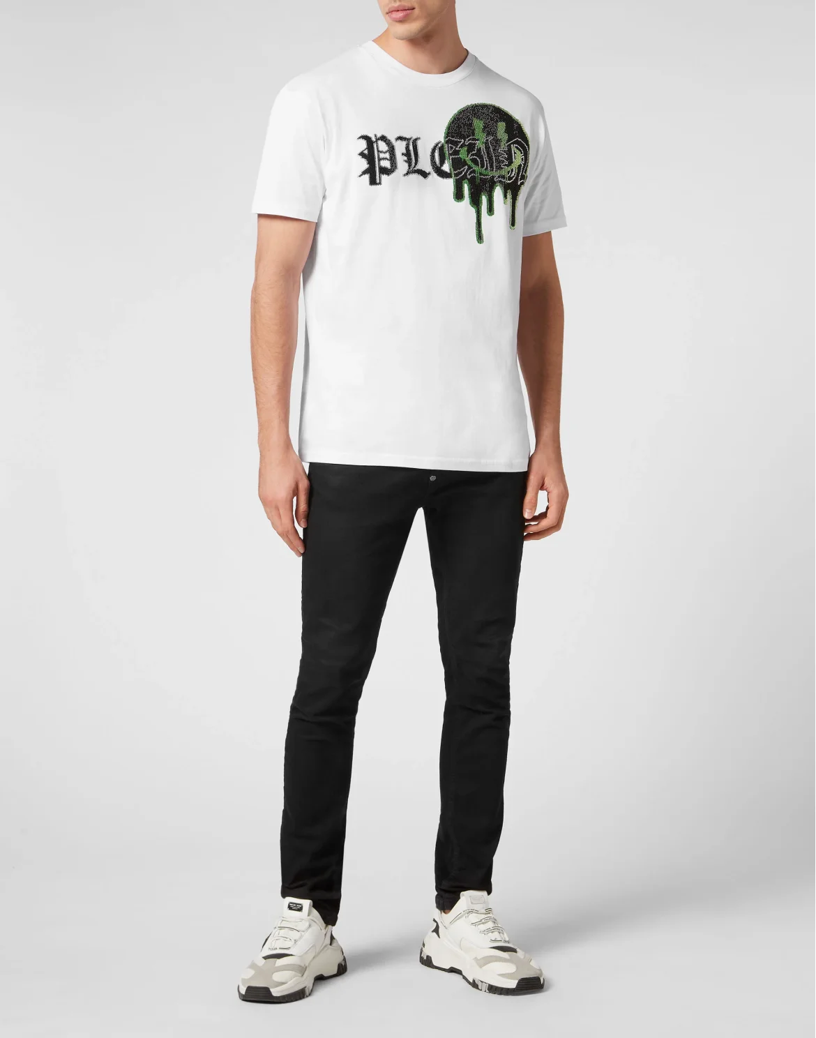T-shirt Round Neck SS with stones Smile, цвет: Белый